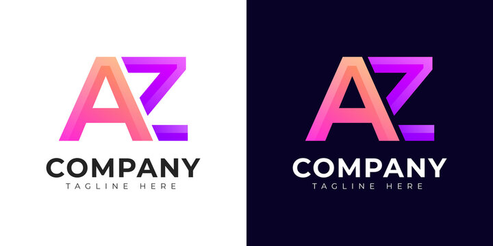 Monogram a az and za initial letter logo design. Modern letter az and za colorful vector logo template.