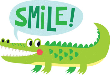 Crocodile vector art, smile crocodile clip art