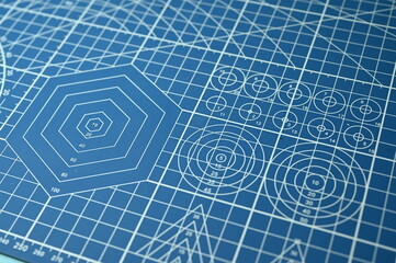 blue cutting mat, equipment in office