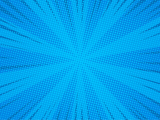 Pop art background for poster or book in light blue color. flat comics style design with halftone dots.