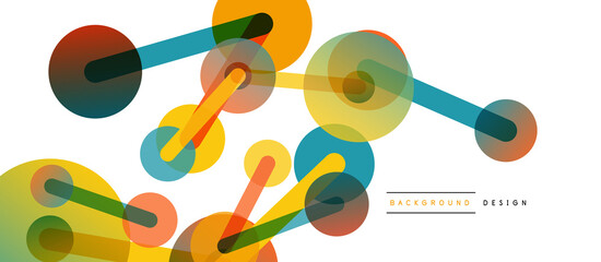 Line points connections geometric abstract background. Circles connected by lines. Trendy techno business template for wallpaper, banner, background or landing