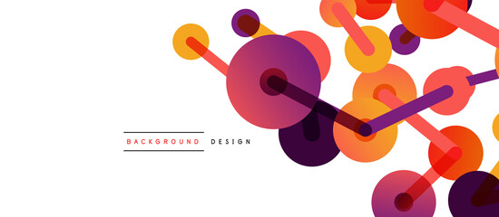 Line points connections geometric abstract background. Circles connected by lines. Trendy techno business template for wallpaper, banner, background or landing