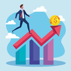 businessman in statistics growth