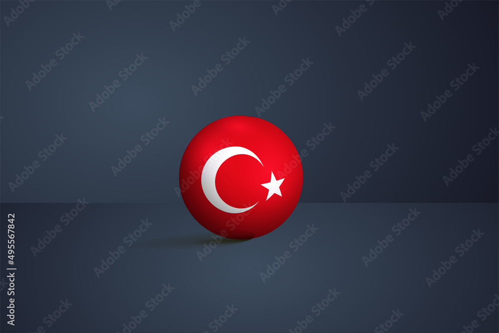 Wall mural turkey round flag 3d render vector buttons shape, turkey circle flag vector