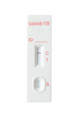 Covid-19 antigen test kit cassette isolated on white background
