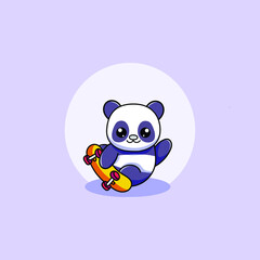 cartoon panda background vector 