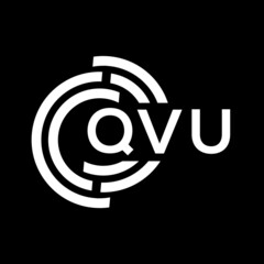 QVU letter logo design on Black background. QVU creative initials letter logo concept. QVU letter design. 