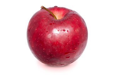 Whole ripe red apple isolated on white background. Clipping path.	
