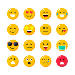 Fototapeta premium Set of cartoon emoticons. Yellow faces expressing emotion