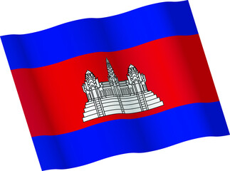 Waving flag of Cambodia vector