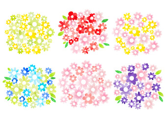 カラフルな花の水彩画素材