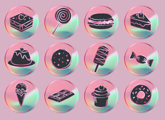 STORY HIGHLIGHT COVER OF DRAWING DESSERT ICON SET
