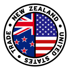 Round New Zealand United States Trade Flag Clipart