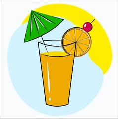 juice in a glass on a white background