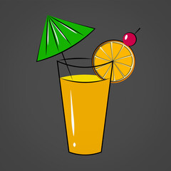 juice in a glass on a dark background