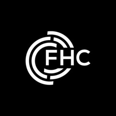 FHC letter logo design on Black background. FHC creative initials letter logo concept. FHC letter design. 
