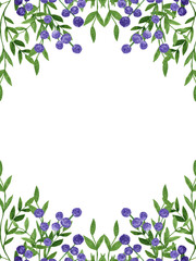 Watercolor greenery rectangle frame. Hand drawn green leaves,  and foliage border with branches of gypsophila. Invitation template, greeting card, wedding; menu. Botanical plant  design.