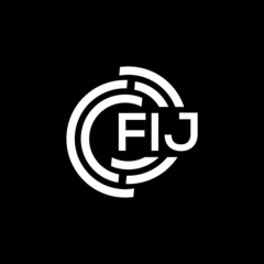 Obraz premium FIJ letter logo design on Black background. FIJ creative initials letter logo concept. FIJ letter design. 