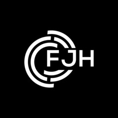 FJH letter logo design on Black background. FJH creative initials letter logo concept. FJH letter design. 