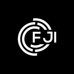 FJI letter logo design on Black background. FJI creative initials letter logo concept. FJI letter design. 