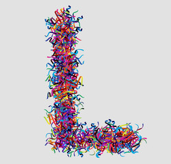 Font letter L vector design  made of yarn. font for your unique decoration, concept idea. smooth gradient color. Unique elements for your best design ; logo, font, corporate identity, application