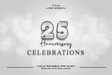 editable 25 th celebration text effect perfect for anniversary banner.typhography logo - obrazy, fototapety, plakaty