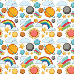 Seamless background design with sun and moon