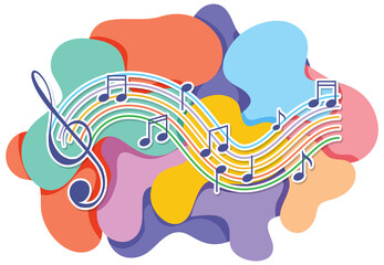 Music notes rainbow colourful on white background