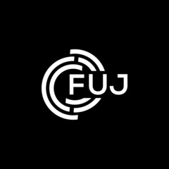 FUJ letter logo design on Black background. FUJ creative initials letter logo concept. FUJ letter design. 
