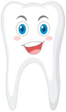 Happy strong tooth in gum on white background