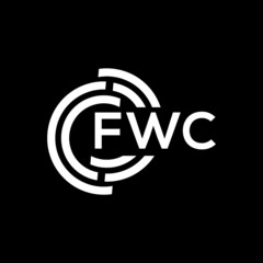 FWC letter logo design on Black background. FWC creative initials letter logo concept. FWC letter design. 