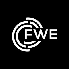 FWE letter logo design on Black background. FWE creative initials letter logo concept. FWE letter design. 