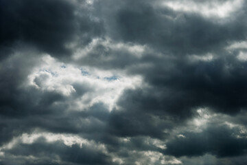 Dark and dramatic storm clouds on the sky