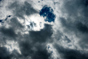 Dark and dramatic storm clouds on the sky