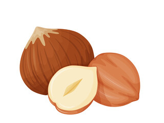 Hazelnut. Nuts in shell. Healthy and vegetarian foosd.