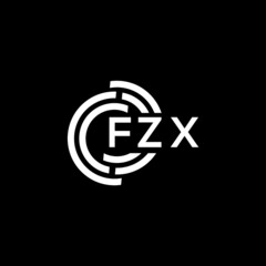 FZX letter logo design on Black background. FZX creative initials letter logo concept. FZX letter design. 
