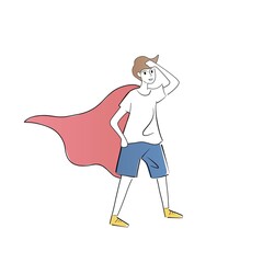 Fototapeta premium Confidence and self-esteem in child,challenges Pride and assertiveness and positive emotions, learn and develop yourself,outline Vector illustration.