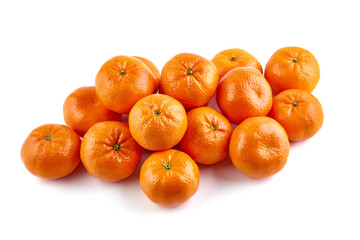 Tangerine or clementine, close-up, isolated on a white background.