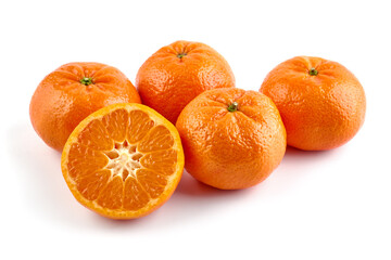 Fresh tangerine, isolated on white background.
