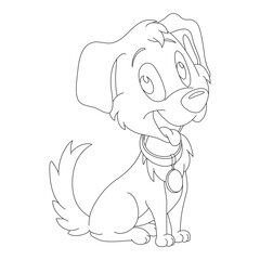 Cute puppy dog outline coloring page for kids animal coloring page cartoon vector illustration
