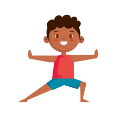 happy boy in yoga position