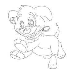 Cute puppy dog outline coloring page for kids animal coloring page cartoon vector illustration

