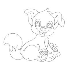 Cute puppy dog outline coloring page for kids animal coloring page cartoon vector illustration
