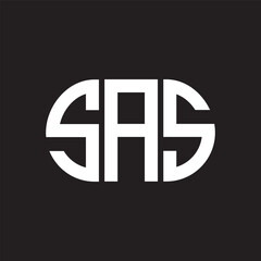 SAS letter logo design on Black background. SAS creative initials letter logo concept. SAS letter design. 
