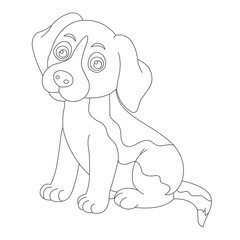 Cute puppy dog outline coloring page for kids animal coloring page cartoon vector illustration
