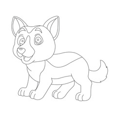 Cute puppy dog outline coloring page for kids animal coloring page cartoon vector illustration
