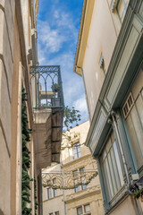 Apartments Balconies Christmas Decorations Narrow Street Nimes Gard France