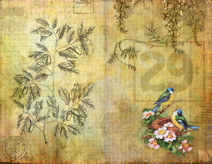 background with plants and birds