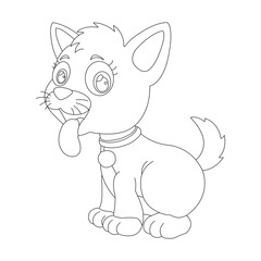 Cute puppy dog outline coloring page for kids animal coloring page cartoon vector illustration
