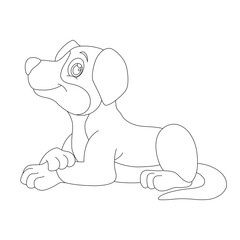 Cute puppy dog outline coloring page for kids animal coloring page cartoon vector illustration
